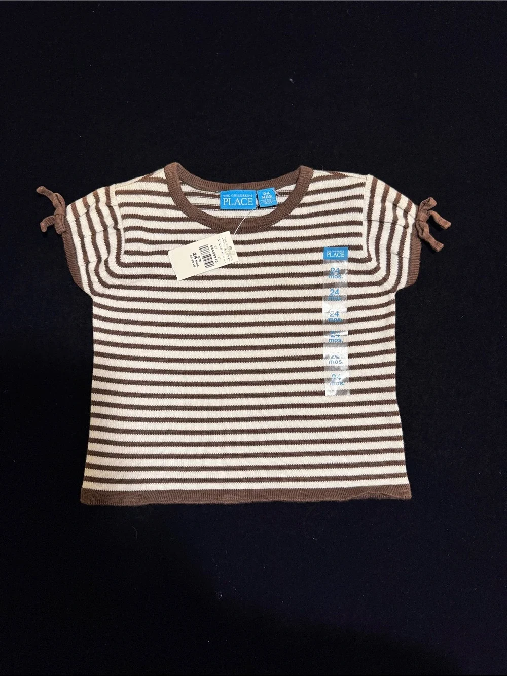 The Children's Place Brown & White Striped Baby Tee Size 6-9 months NWT